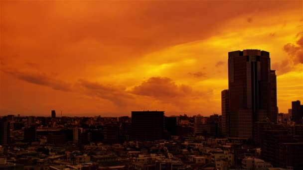 Vídeo Céu Nuvens Cidades Edifícios Dia Pôr Sol — Vídeo de Stock