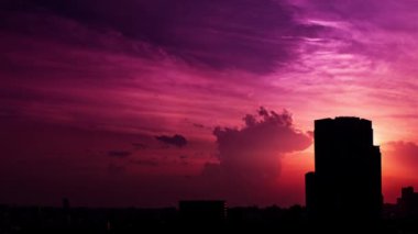 Video of the sky, clouds, towns and buildings, from daytime to sunset