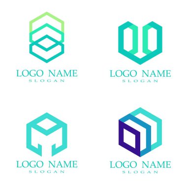 logo karışımı altıgen ve küp şekli