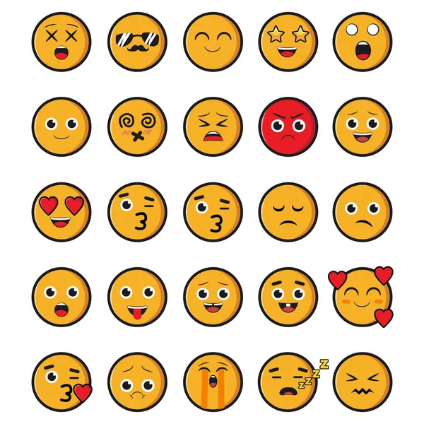 一组二十个可爱的情绪向量 — 图库矢量图片