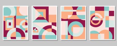 Soyut Bauhaus geometrik model arkaplan vektör çemberi