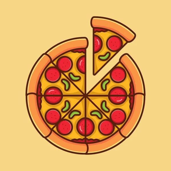 Pizza Vectorielle Avec Garniture Saucisses Légumes — Image vectorielle