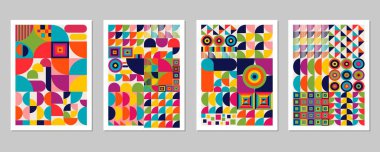 Soyut Bauhaus geometrik model arkaplan vektör çemberi