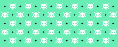 şirin yeşil kafatası arkaplan vektörü