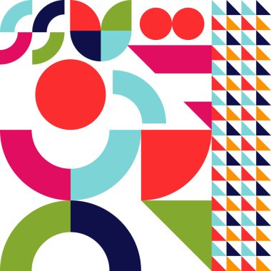 Soyut Bauhaus geometrik model arkaplan vektör çemberi