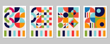 Soyut Bauhaus geometrik model arkaplan vektör çemberi