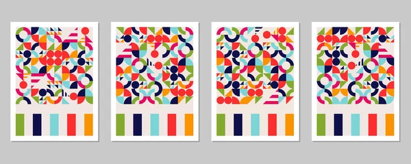 Copertina Collezione Colorato Sfondo Geometrico Bauhaus — Vettoriale Stock
