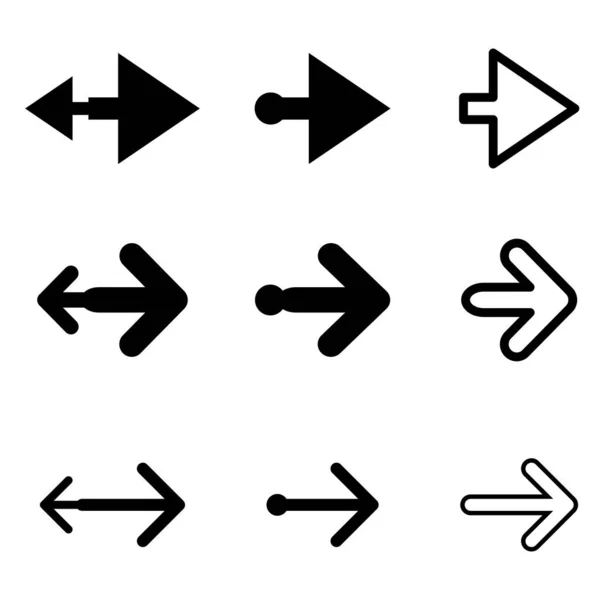 さまざまな形の矢印の方向のコレクション — ストックベクタ