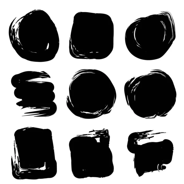 Colección Pinceladas Tinta Negra — Vector de stock