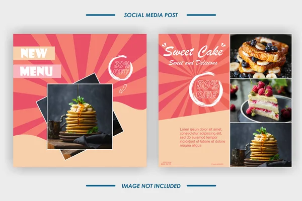 stock vector Sweet cake food menu social media banner post template