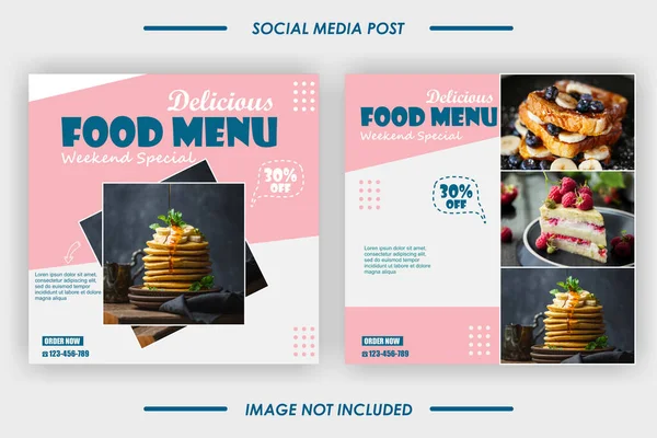 Sweet Cake Food Menu Social Media Banner Post Template — Stock Vector