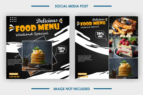 Sweet Cake Food Menu Social Media Banner Post Template — Stock Vector