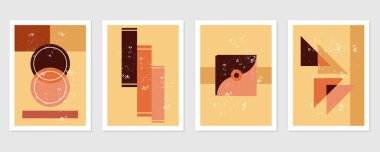 Üç modern modern soyut modern estetik boho poster kapağı şablonu.