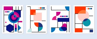 Soyut Bauhaus geometrik model arkaplan vektör çemberi