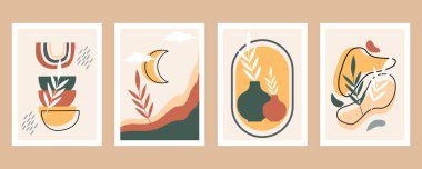 Bir dizi minimalist soyut boho şekilleri