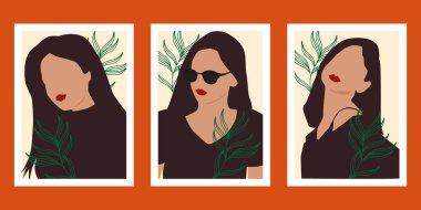 Boho tarzında siluet, soyut kadın posterleri.