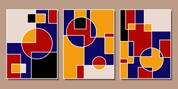 Abstraktes Bauhaus Geometrisches Muster Hintergrund Vektorkreis — Stockvektor