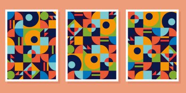 Soyut Bauhaus geometrik model arkaplan vektör çemberi