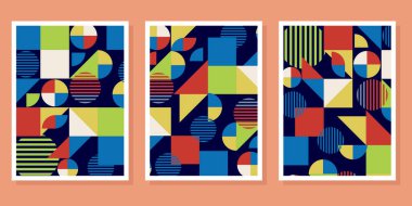 Soyut Bauhaus geometrik model arkaplan vektör çemberi