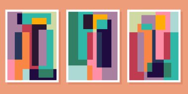 Soyut Bauhaus geometrik model arkaplan vektör çemberi