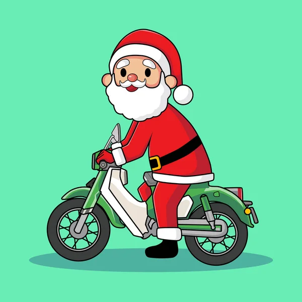 Vecteur Santa Claus Caractère Équitation Une Moto — Image vectorielle