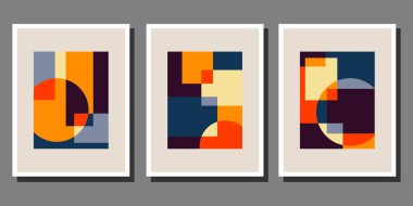 Soyut Bauhaus geometrik model arkaplan vektör çemberi