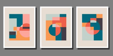 Soyut Bauhaus geometrik model arkaplan vektör çemberi