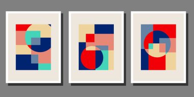 Soyut Bauhaus geometrik model arkaplan vektör çemberi