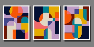 Soyut Bauhaus geometrik model arkaplan vektör çemberi