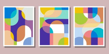 Soyut Bauhaus geometrik model arkaplan vektör çemberi