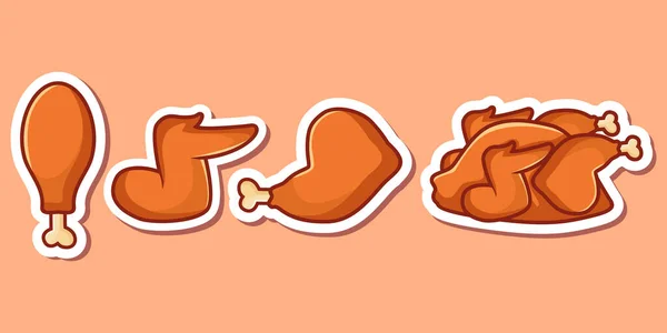 Delicioso Pollo Frito Vector Dibujos Animados — Vector de stock