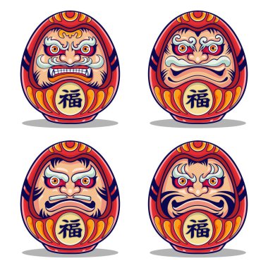 Japon Daruma vektörü kırmızı karakter
