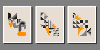 Soyut Bauhaus geometrik model arkaplan vektör çemberi