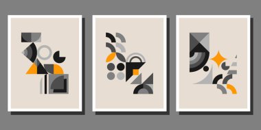 Soyut Bauhaus geometrik model arkaplan vektör çemberi