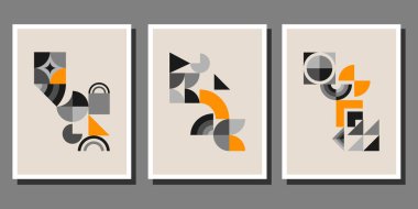 Soyut Bauhaus geometrik model arkaplan vektör çemberi