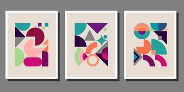 Soyut Bauhaus geometrik model arkaplan vektör çemberi