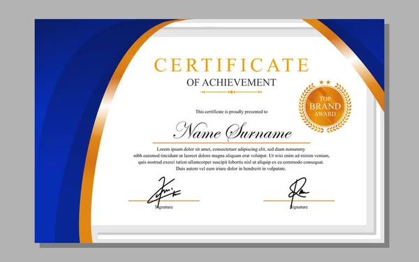 Certificat Design Simple Moderne Luxe Certificat Bleu Couleur — Image vectorielle