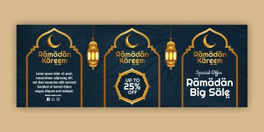  Basit, modern Ramazan Kareem bayrağı tasarımı. Büyük satış.