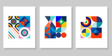 Soyut Bauhaus geometrik model arkaplan vektör çemberi