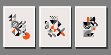 Soyut Bauhaus geometrik model arkaplan vektör çemberi