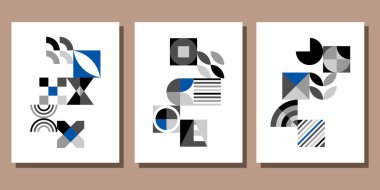 Soyut Bauhaus geometrik model arkaplan vektör çemberi