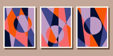 Soyut Bauhaus geometrik model arkaplan vektör çemberi