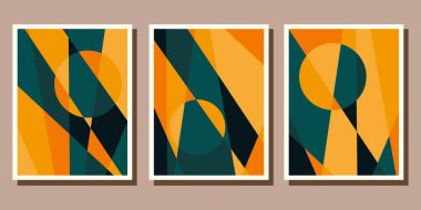 Soyut Bauhaus geometrik model arkaplan vektör çemberi