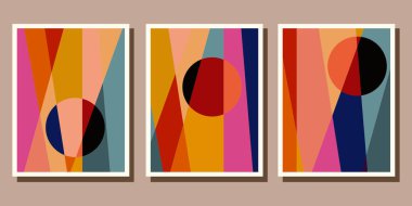 Soyut Bauhaus geometrik model arkaplan vektör çemberi