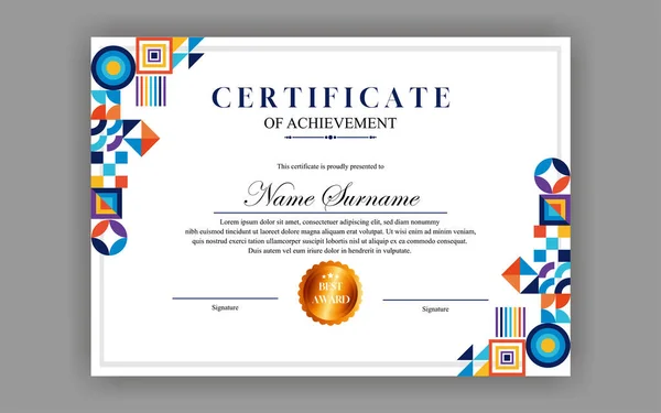 Современный Простой Дизайн Сертификата Геометрический Сертификат Класса Люкс — стоковый вектор
