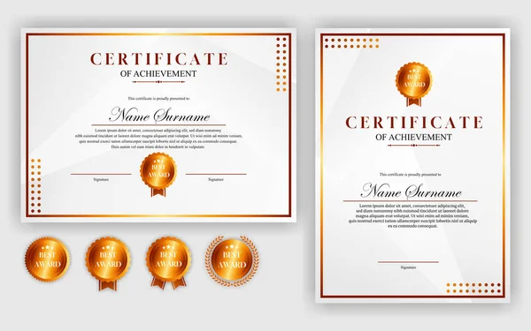 Design Certificado Simples Moderno Cor Ouro Certificado Luxo — Vetor de Stock