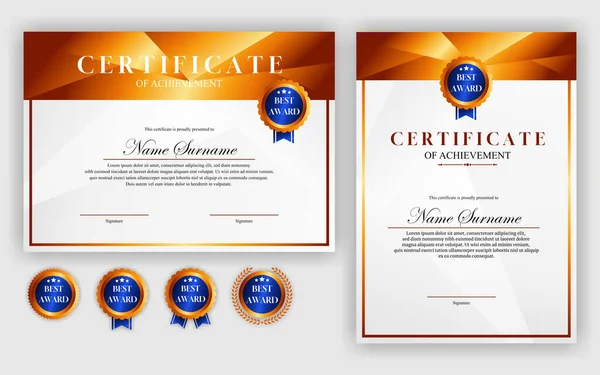 Certyfikat Projekt Prosty Nowoczesny Luksusowy Certyfikat Złoty Kolor — Wektor stockowy