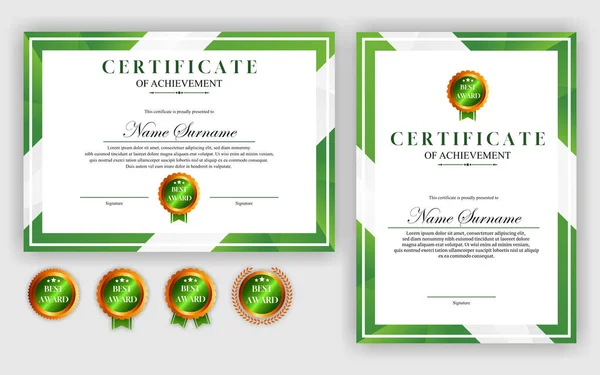 Design Certificado Simples Moderno Luxo Ouro Verde — Vetor de Stock