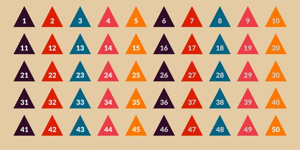 Numeri Uno Cinquanta Con Bolle Colorate — Vettoriale Stock