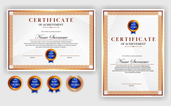 Certyfikat Projekt Prosty Nowoczesny Luksusowy Certyfikat Złoty Kolor — Wektor stockowy